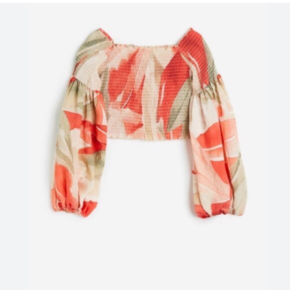 🦋⭐️HOST PICK⭐️Cropped off-the-shoulder top voluminous sleeves silk scarf… - Picture 1 of 5